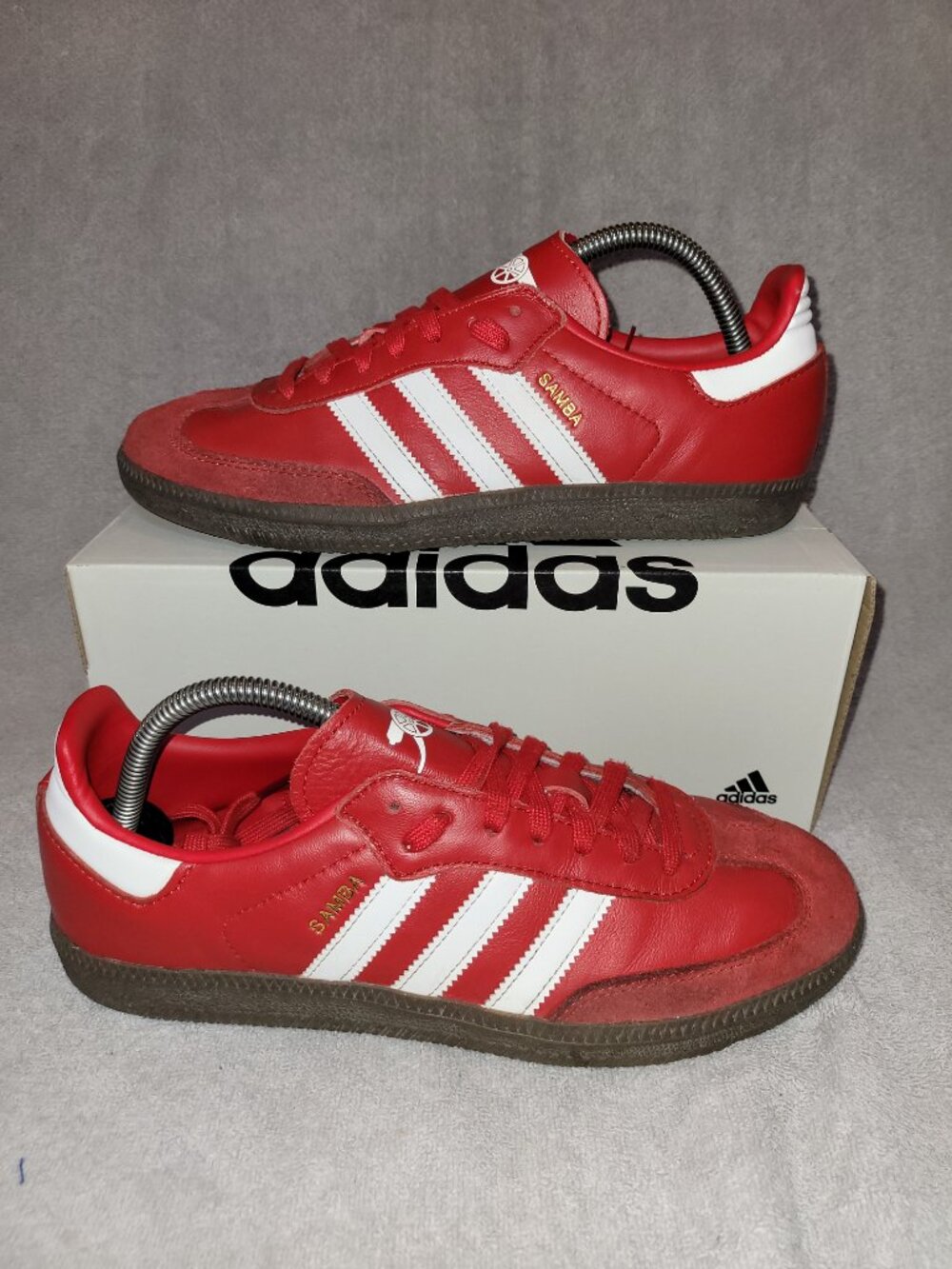 Adidas Men's Arsenal FC x Samba Team Power Red White Brown Gum Sneakers Size 8.5
